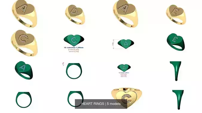 HEART RINGS 3D Model Collection