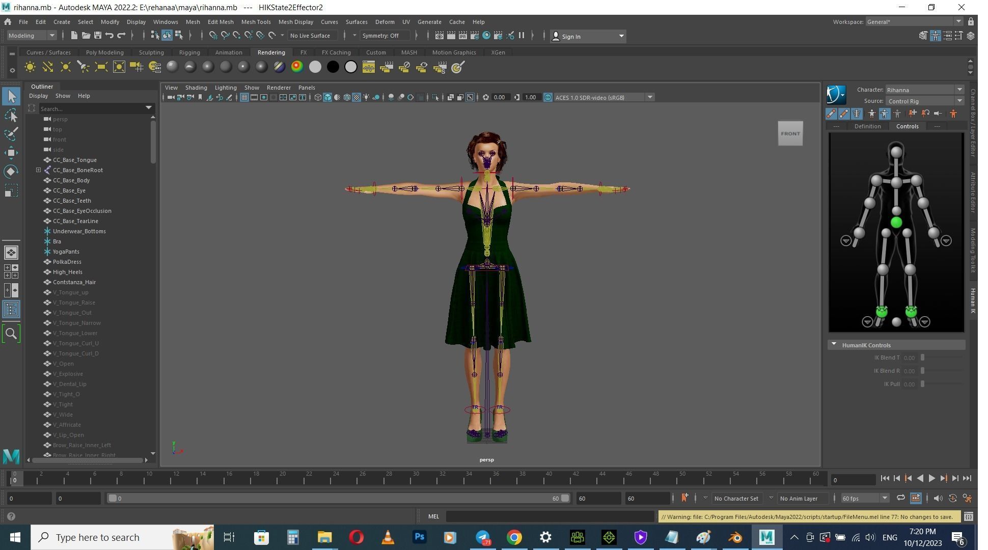 Rihanna Rigged Animated 2500 Free animations tutorial Low-poly 3D model_11