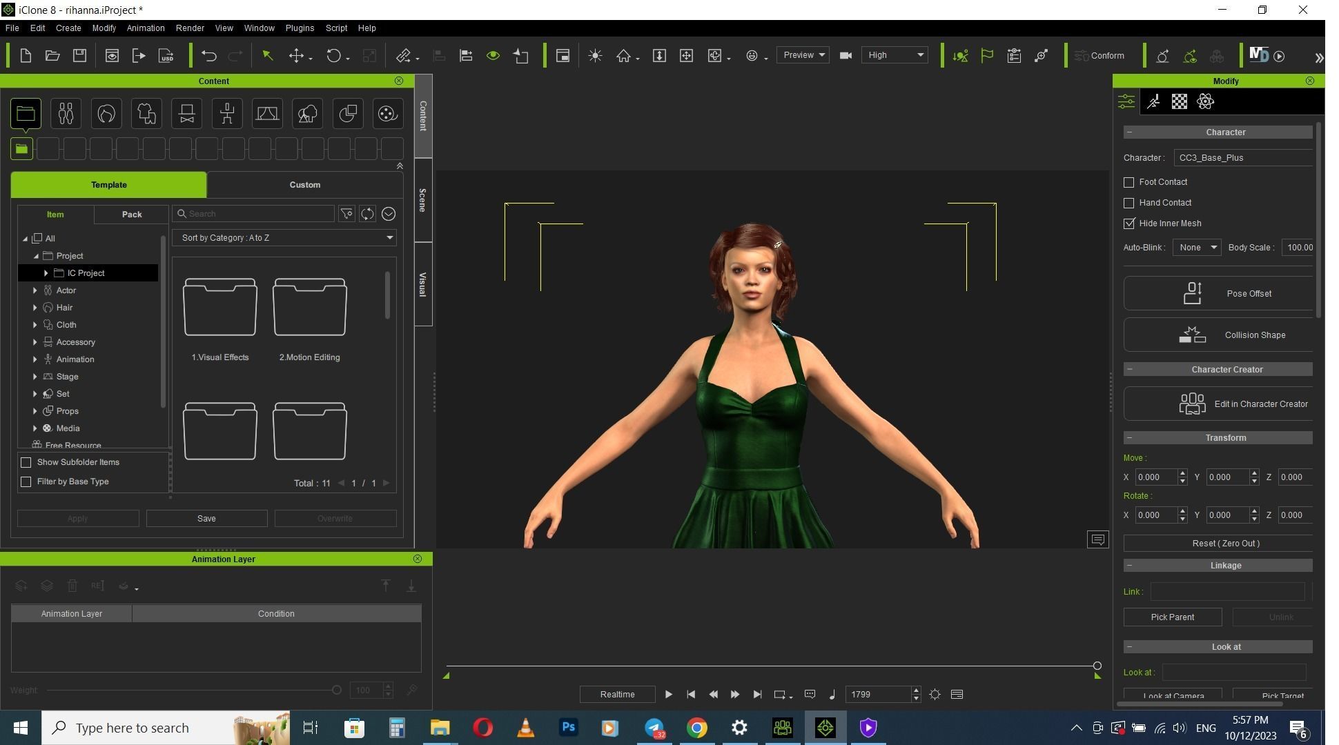 Rihanna Rigged Animated 2500 Free animations tutorial Low-poly 3D model_10