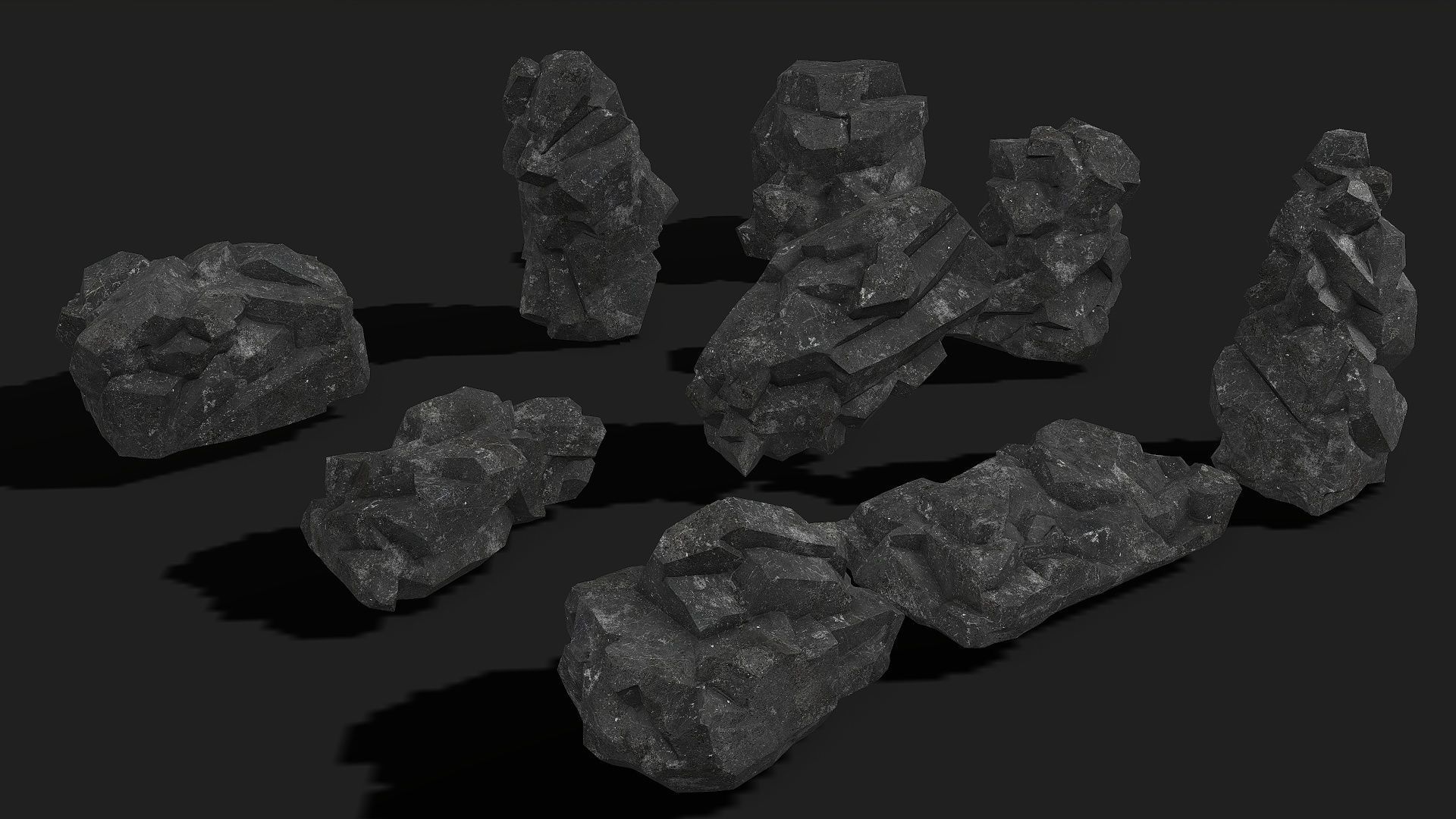 Mountain cliff Rocks - PBR Pack 08 Low-poly 3D model_2