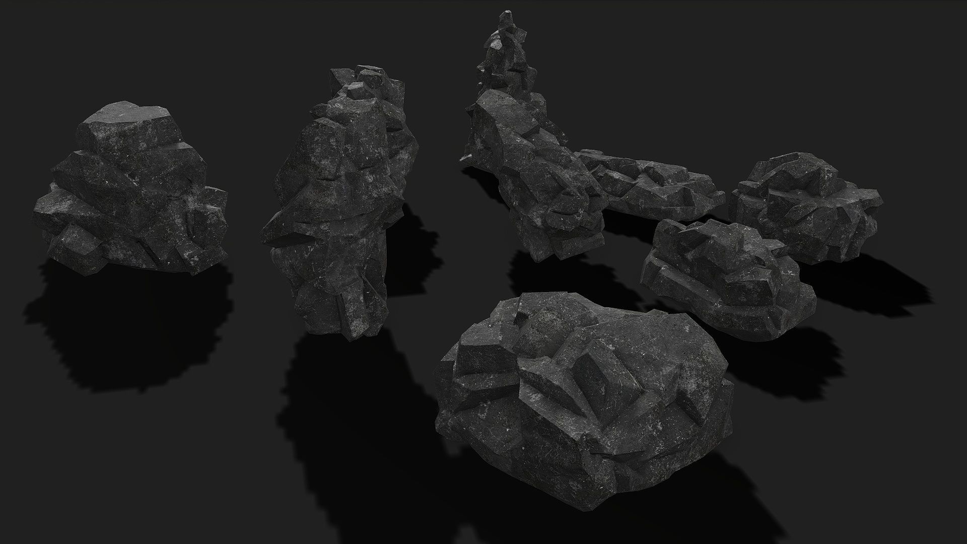 Mountain cliff Rocks - PBR Pack 08 Low-poly 3D model_3