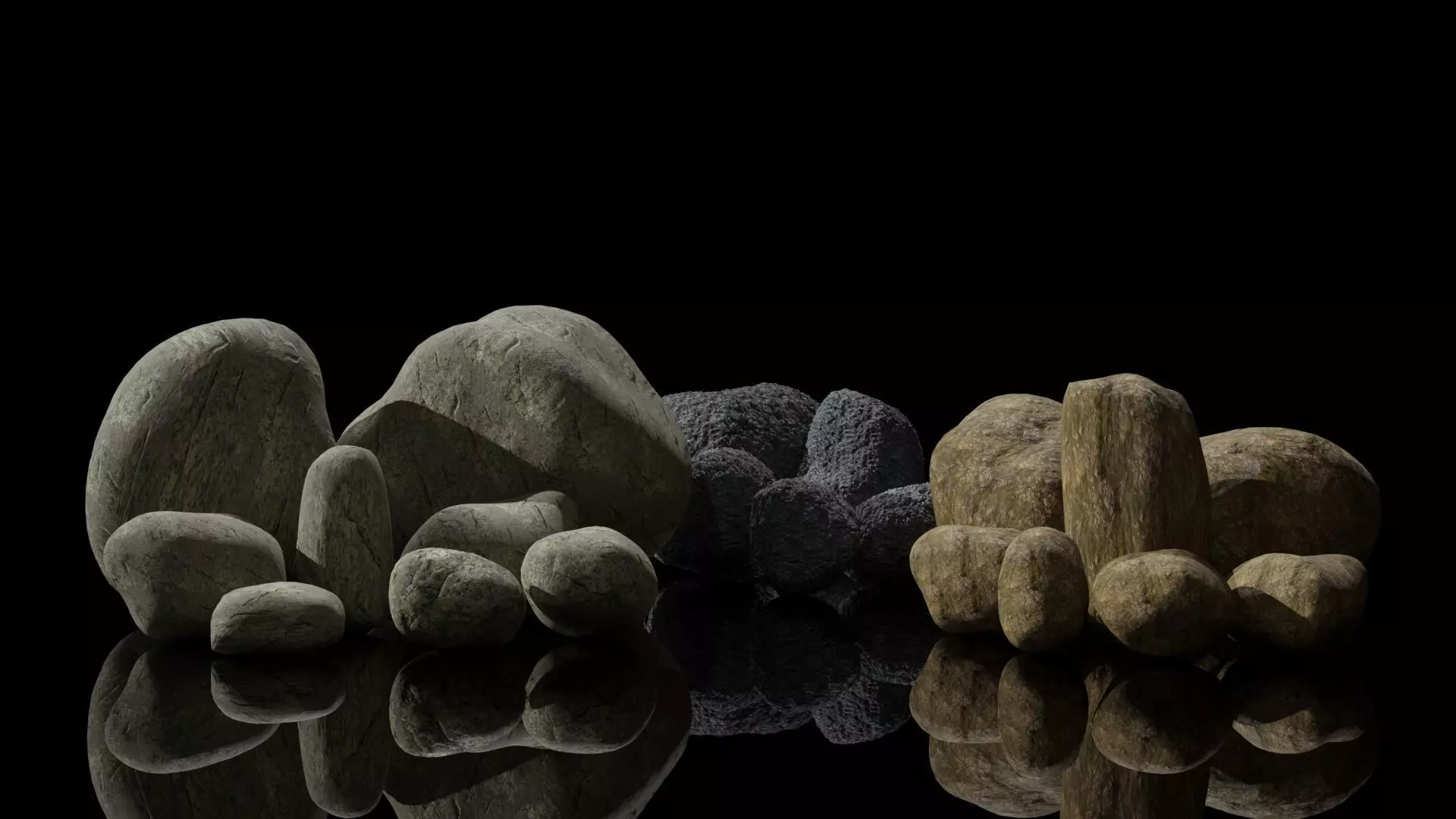 Stones Collection - 20 stones with 3 materials Free low-poly 3D model