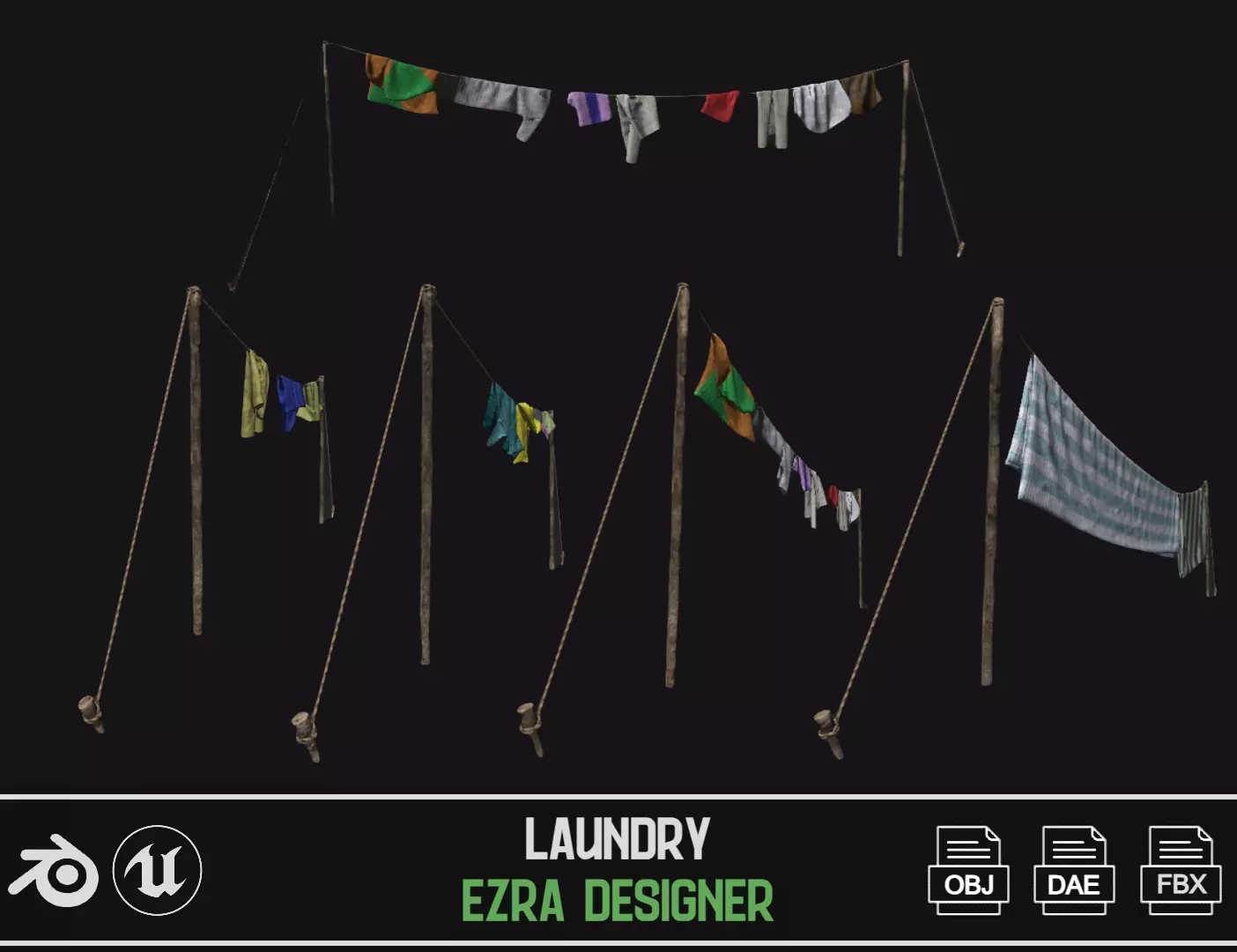 Laundry Low-poly 3D model_0