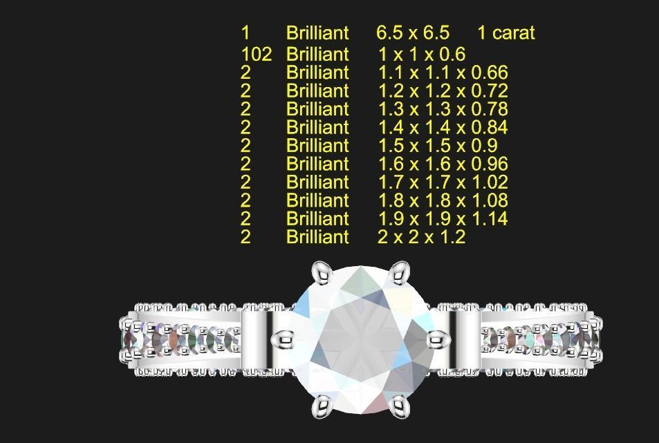 diamond ring 1 carat 3D print model_7