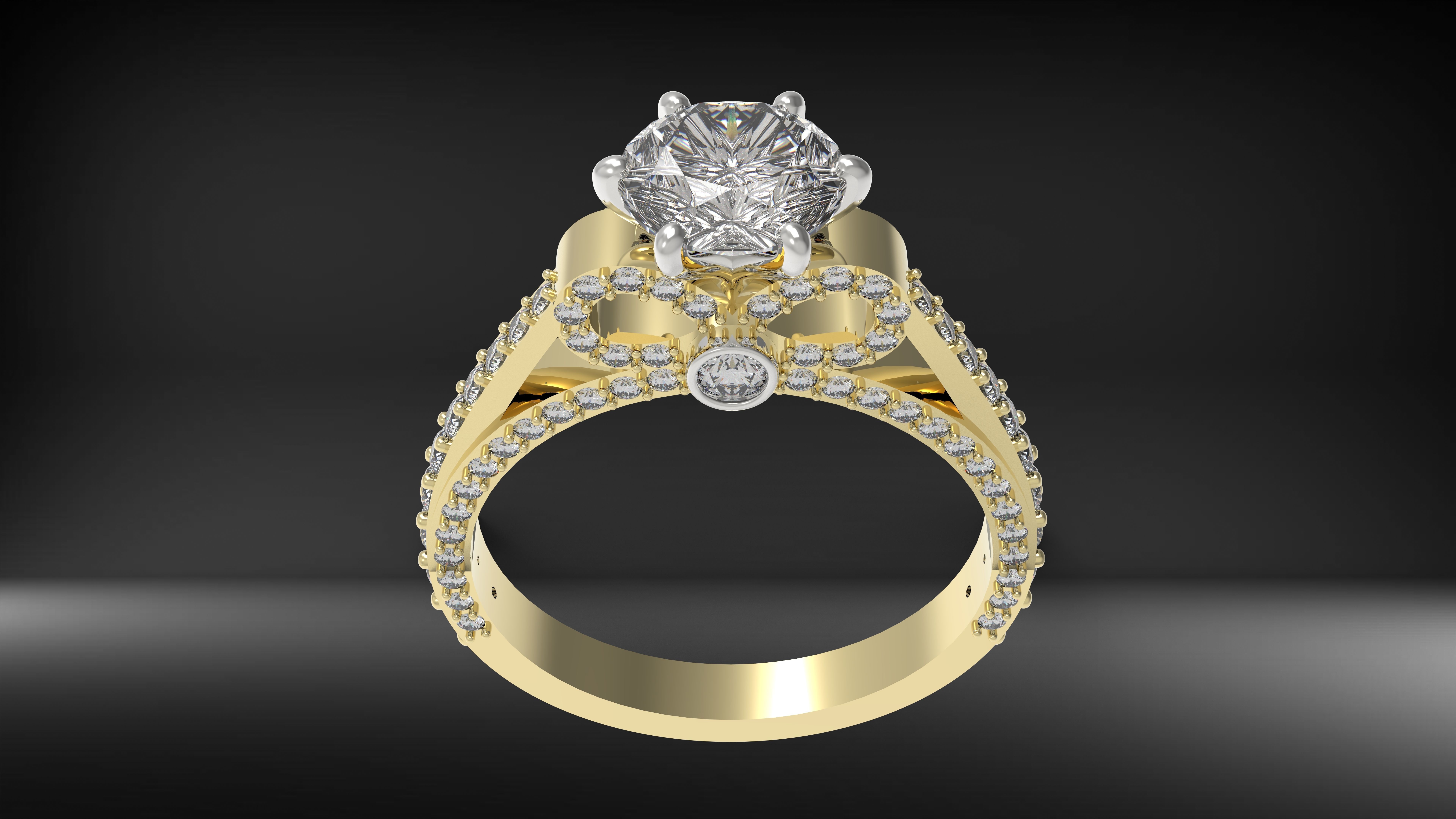 diamond ring 1 carat 3D print model_9
