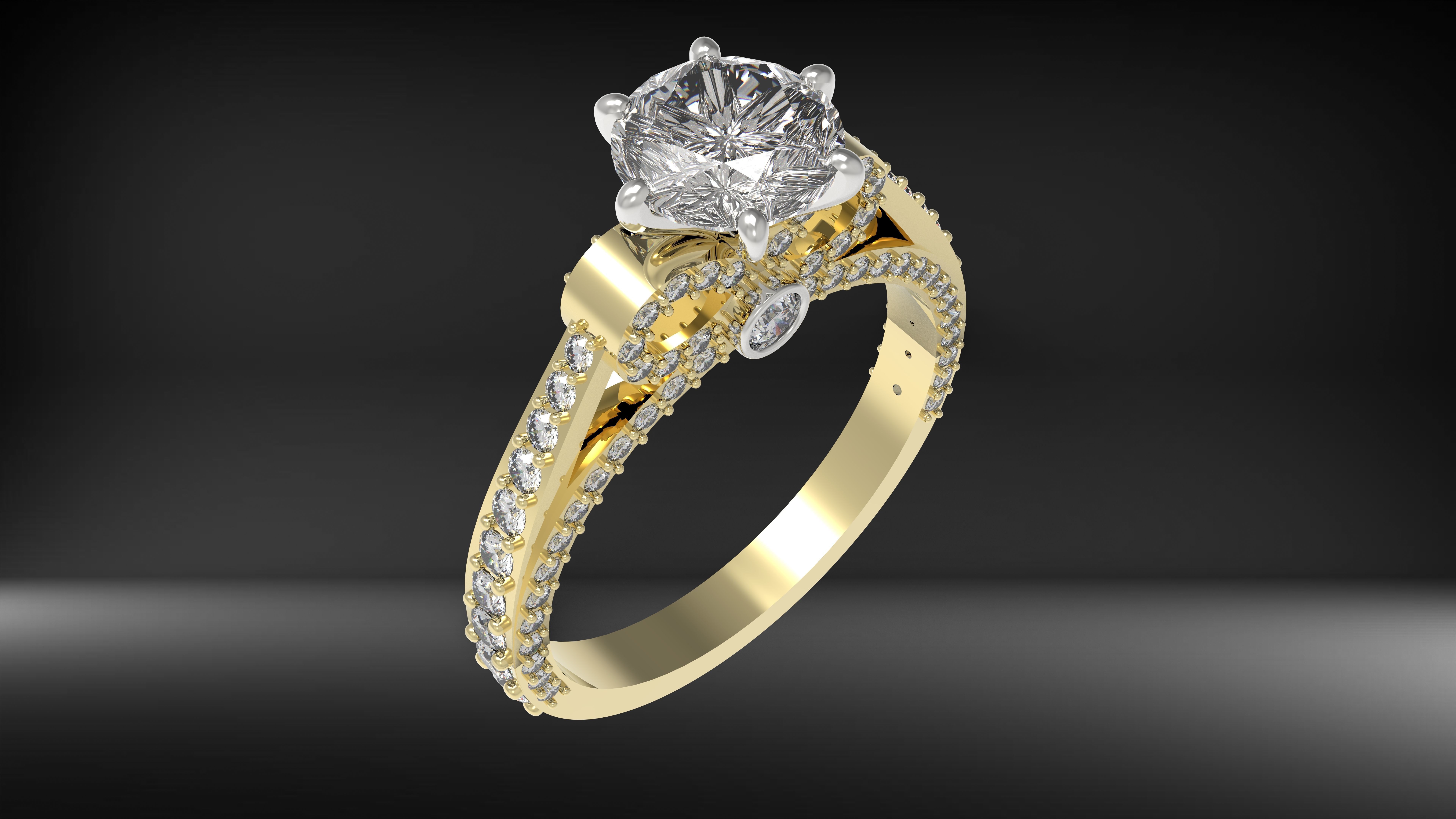 diamond ring 1 carat 3D print model_6