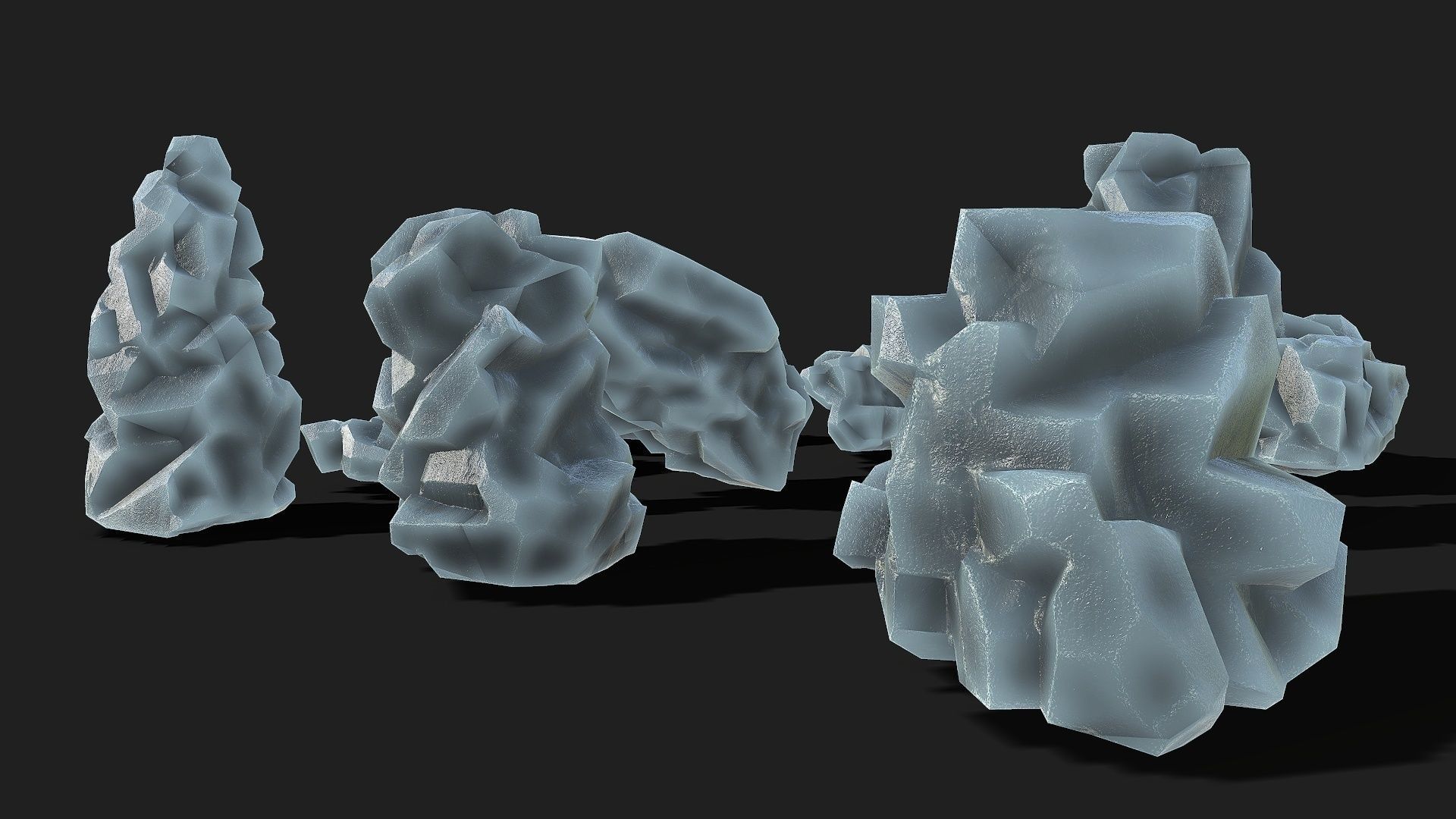 Mountain ice Rocks - PBR Pack 09 Low-poly 3D model_4