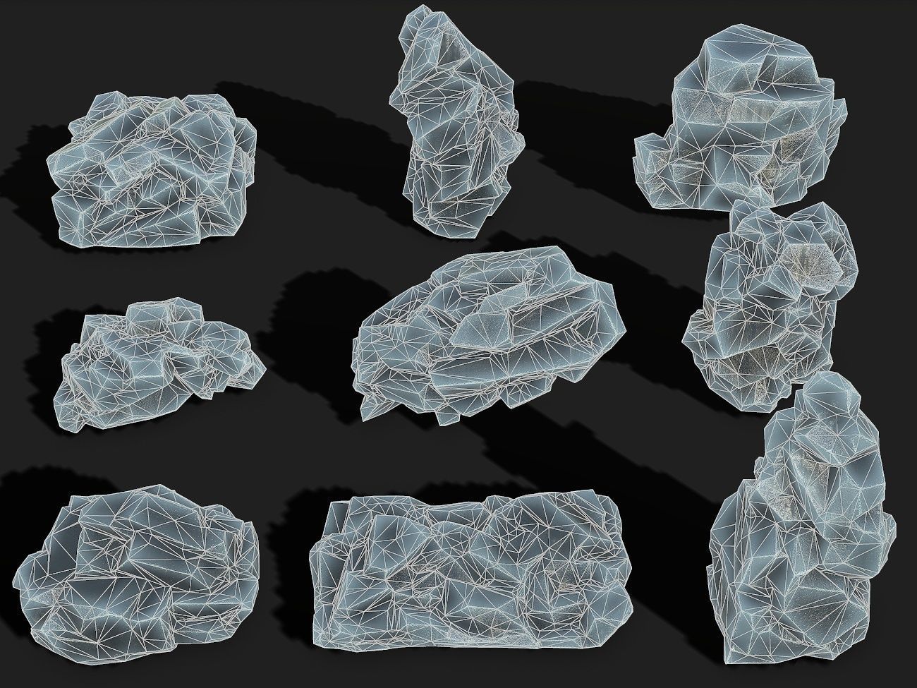 Mountain ice Rocks - PBR Pack 09 Low-poly 3D model_1