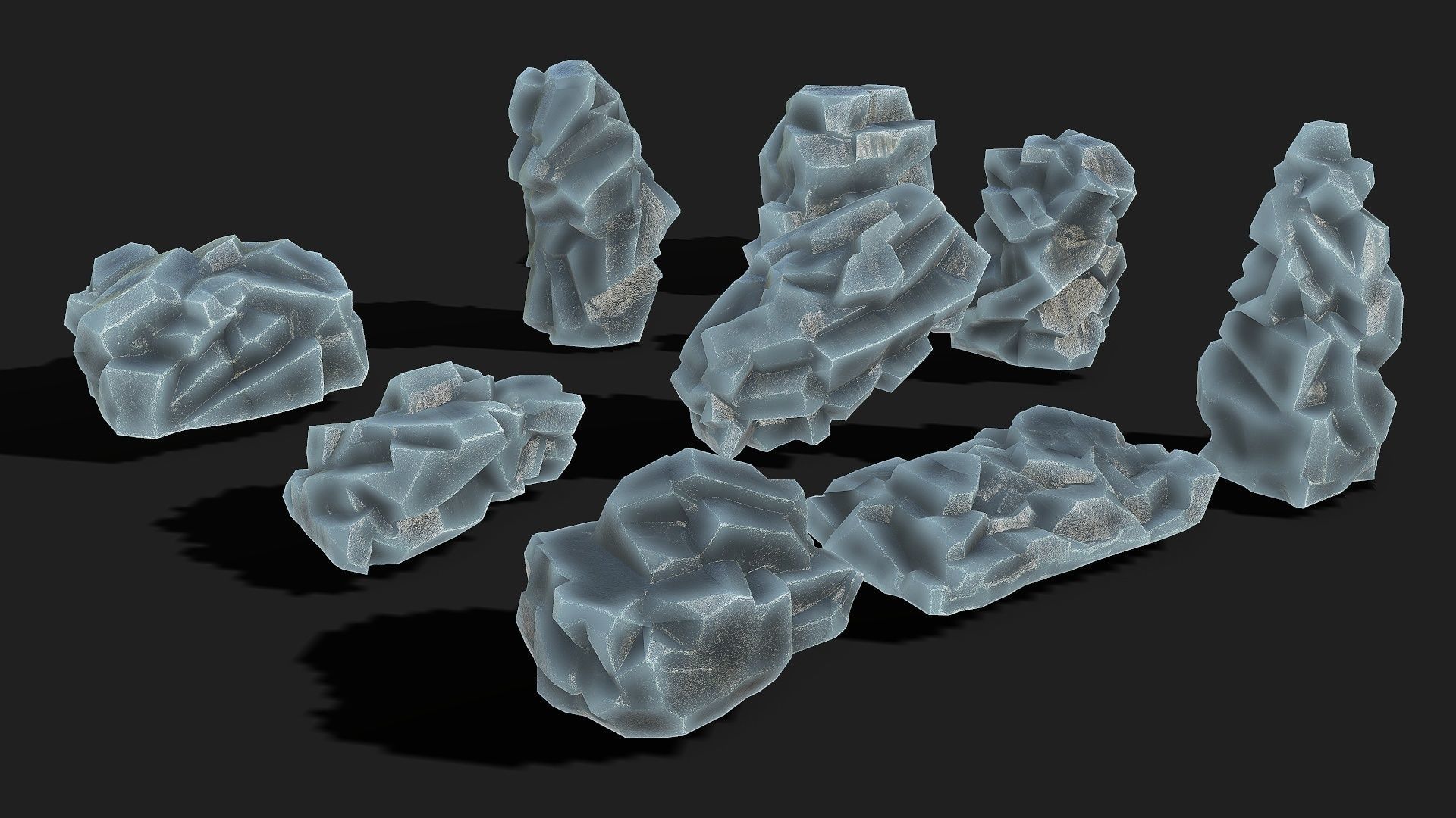 Mountain ice Rocks - PBR Pack 09 Low-poly 3D model_2
