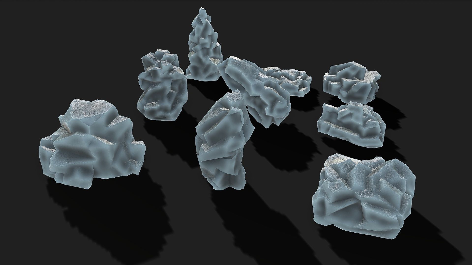 Mountain ice Rocks - PBR Pack 09 Low-poly 3D model_3