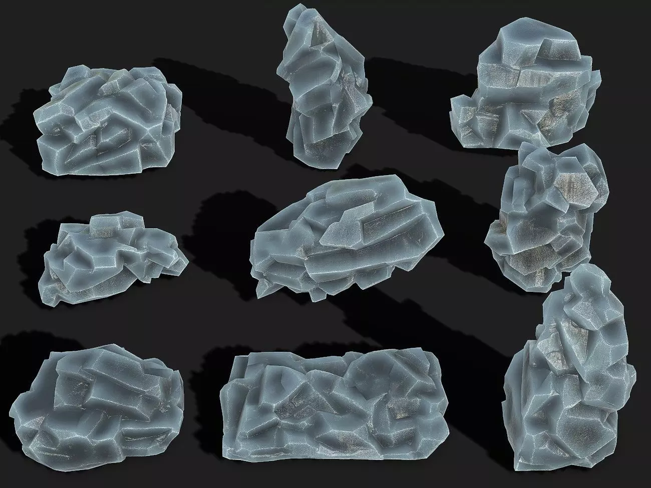 Mountain ice Rocks - PBR Pack 09 Low-poly 3D model_0