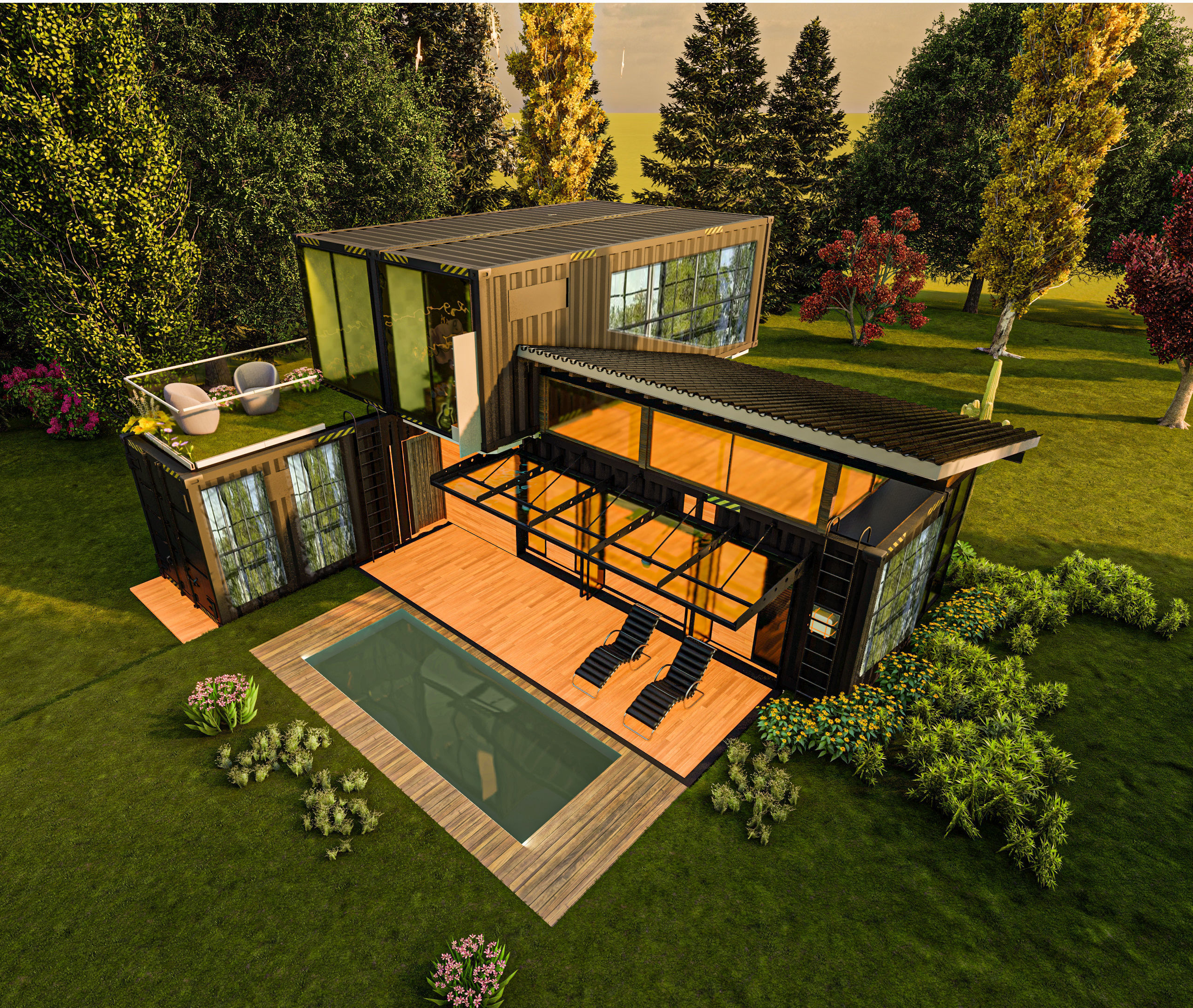 Modular Container House 3D model_2