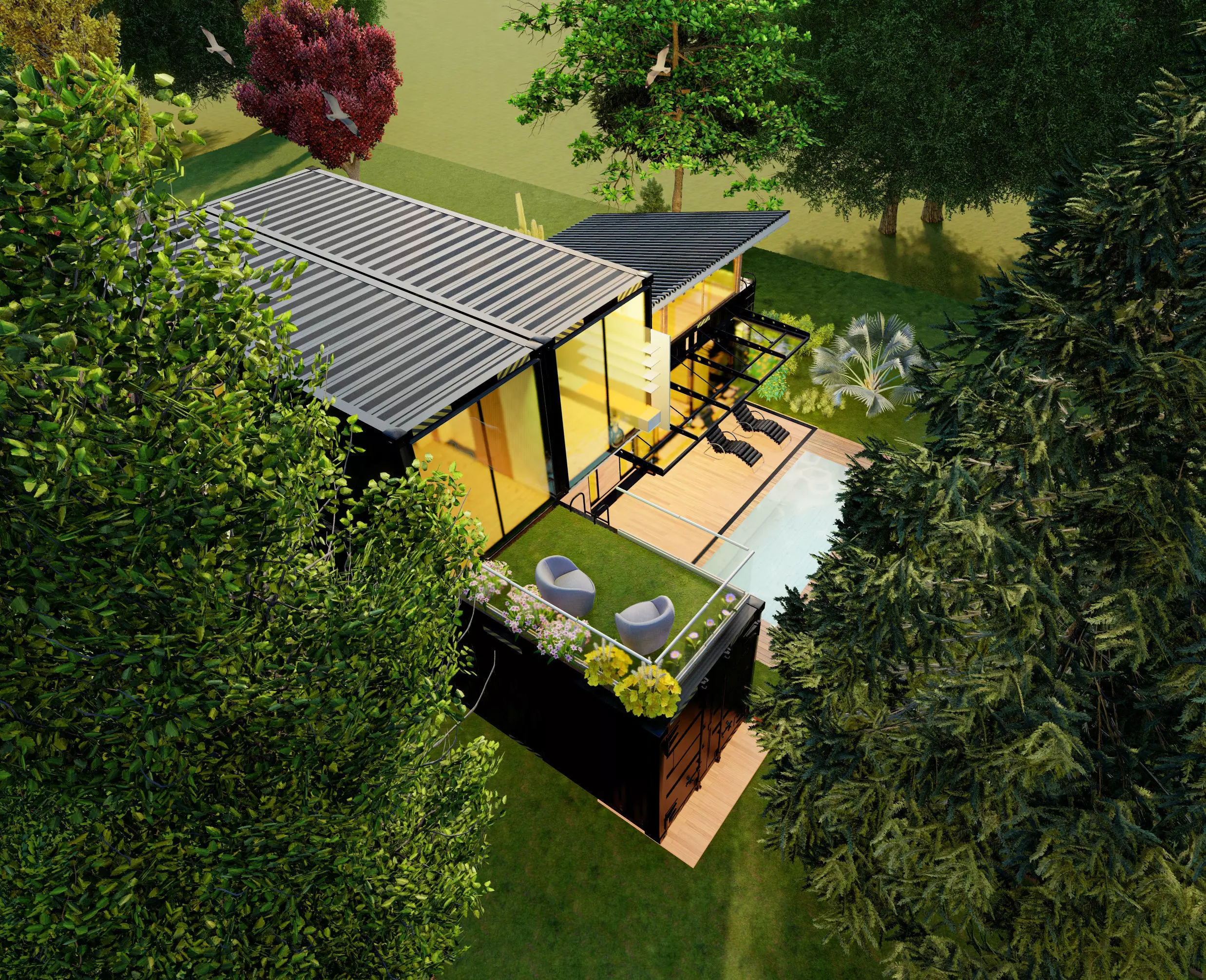 Modular Container House 3D model_0