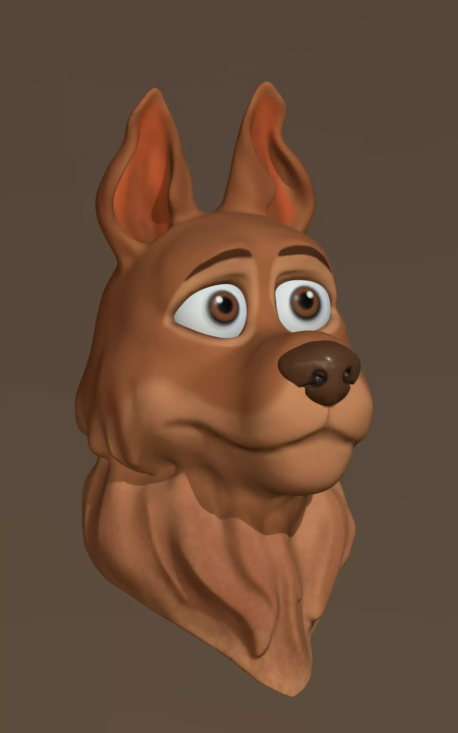 cartoon dog bust 3D print model_0