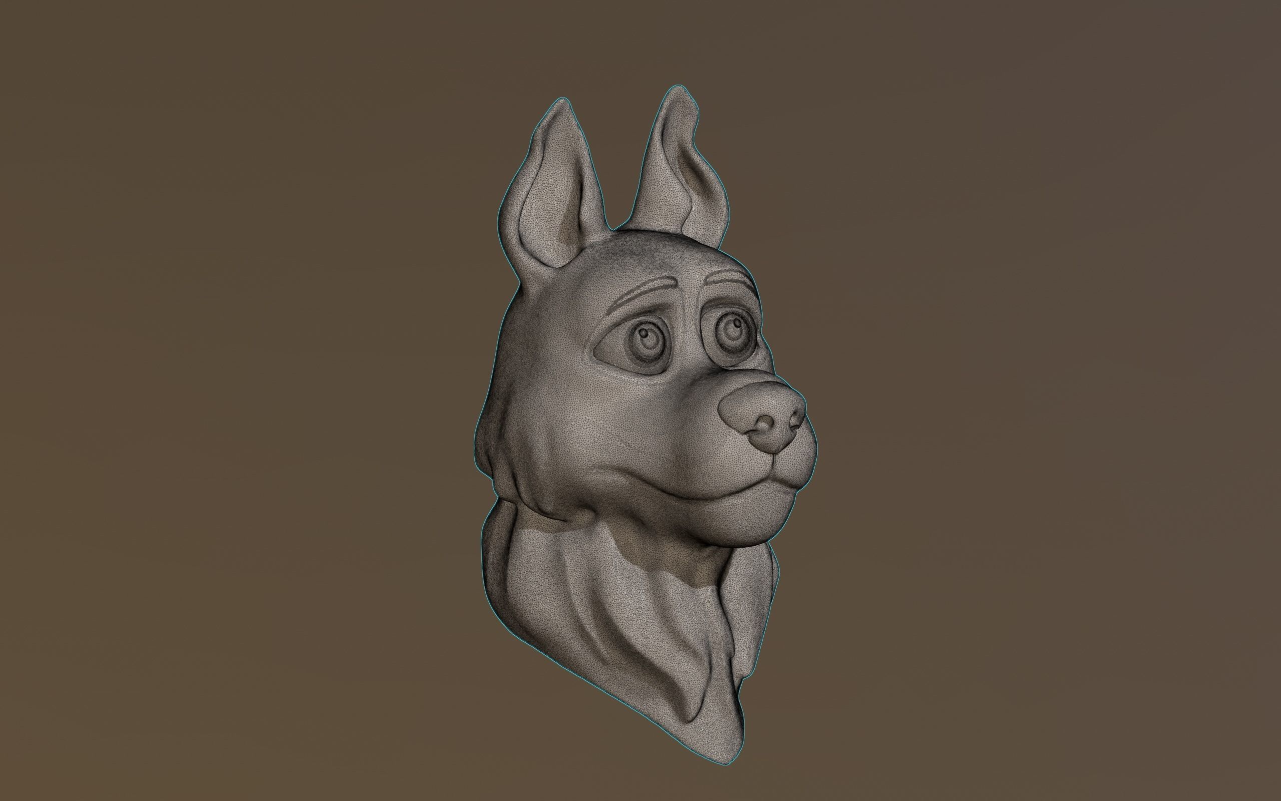 cartoon dog bust 3D print model_2