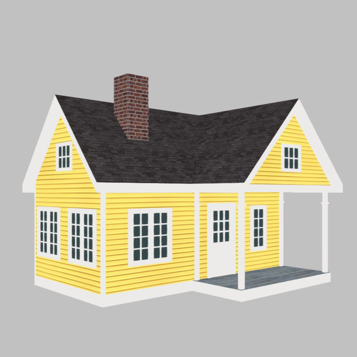 American Style Cottage - Town House Model Low-poly 3D model_8