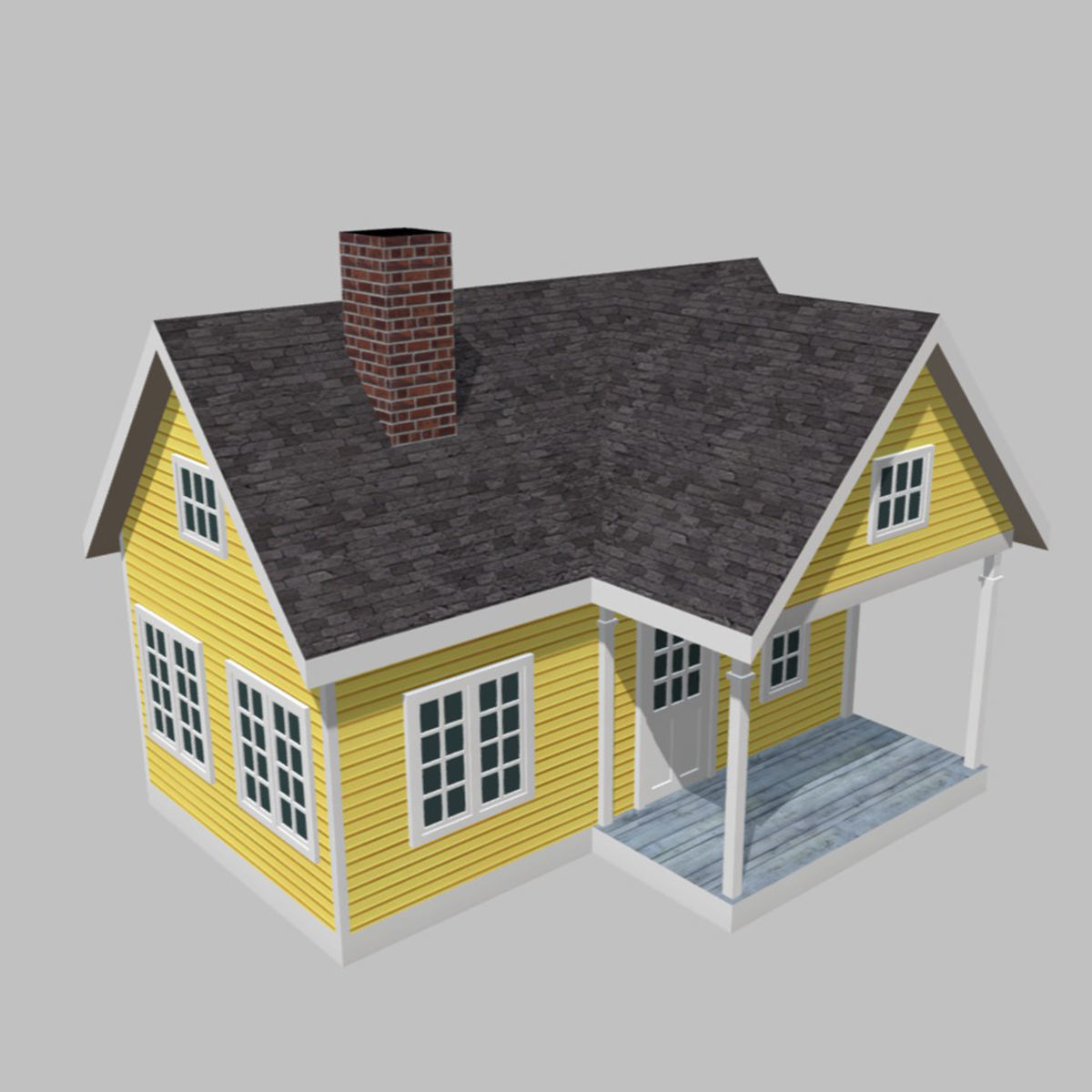 American Style Cottage - Town House Model Low-poly 3D model_4