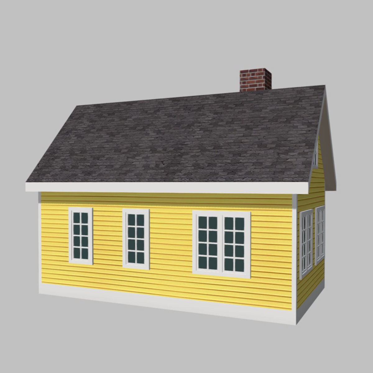 American Style Cottage - Town House Model Low-poly 3D model_2