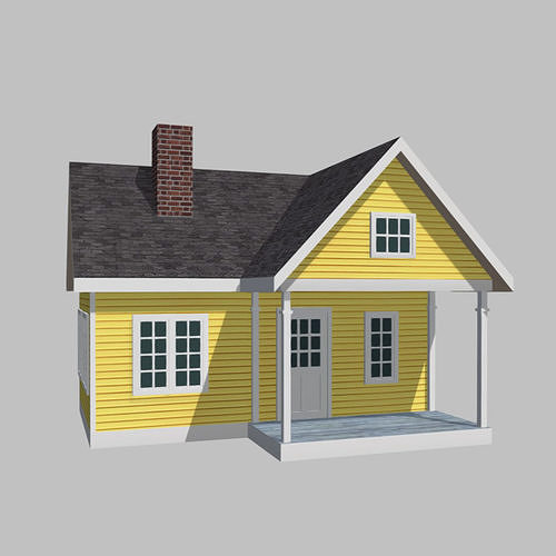 American Style Cottage - Town House Model Low-poly 3D model
