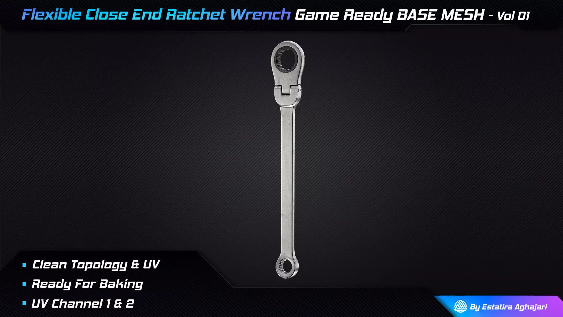 Flexible Close End Ratchet Wrench Low-poly 3D model_0