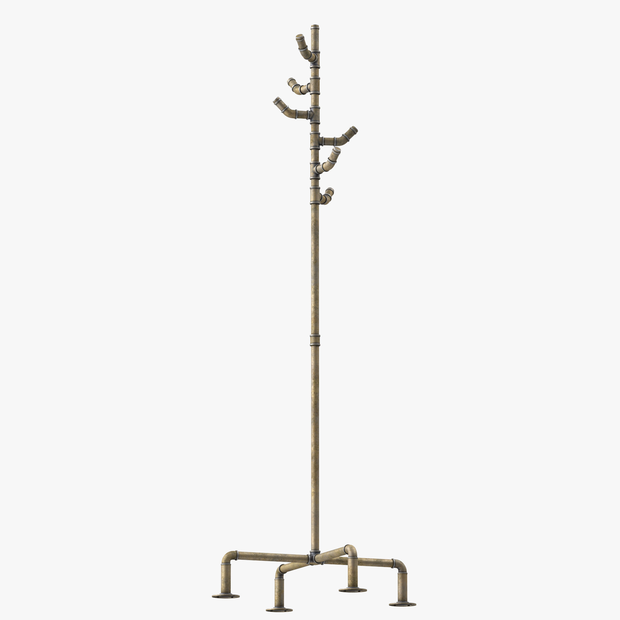Industrial Metal Pipe Coat Rack 3D model_15