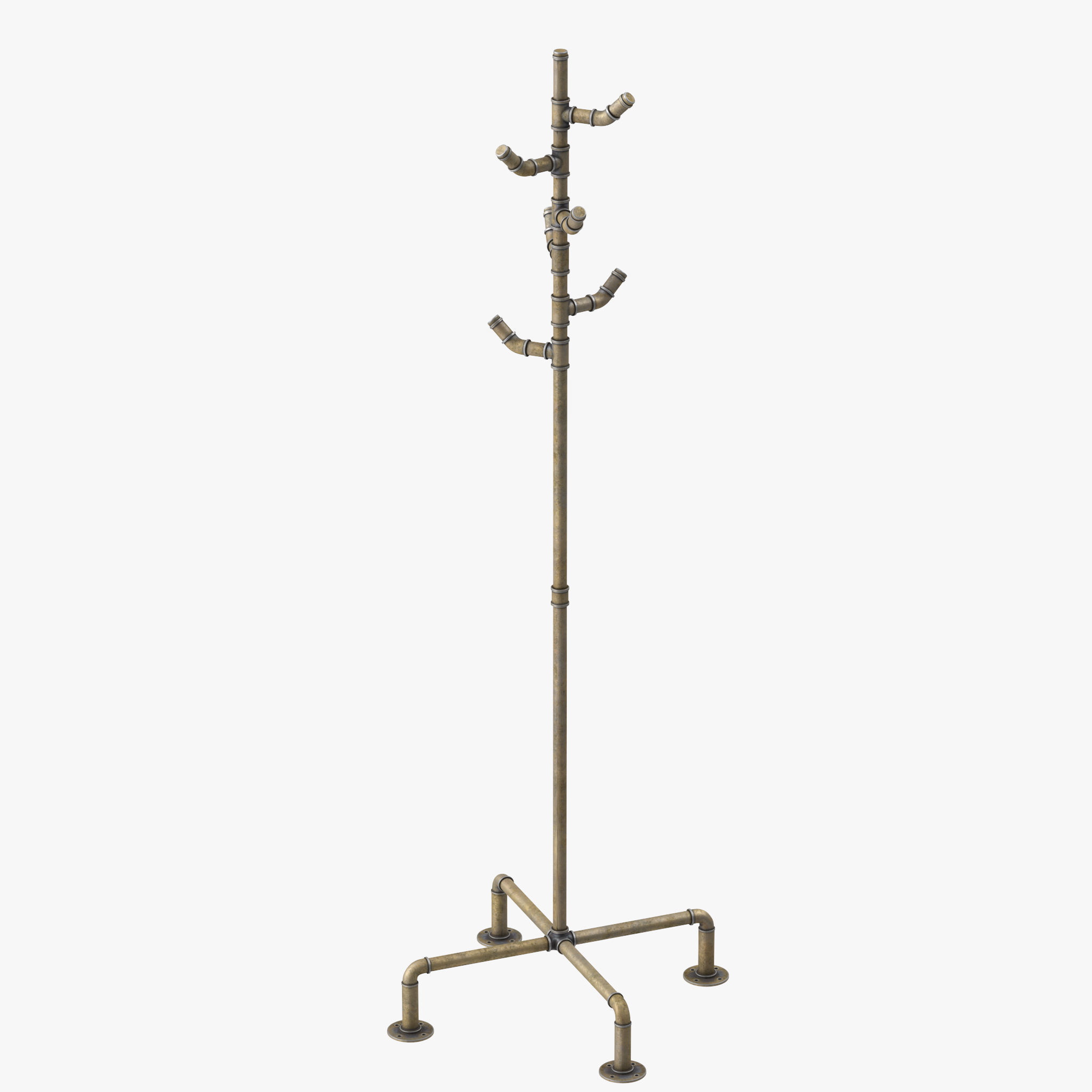 Industrial Metal Pipe Coat Rack 3D model_14
