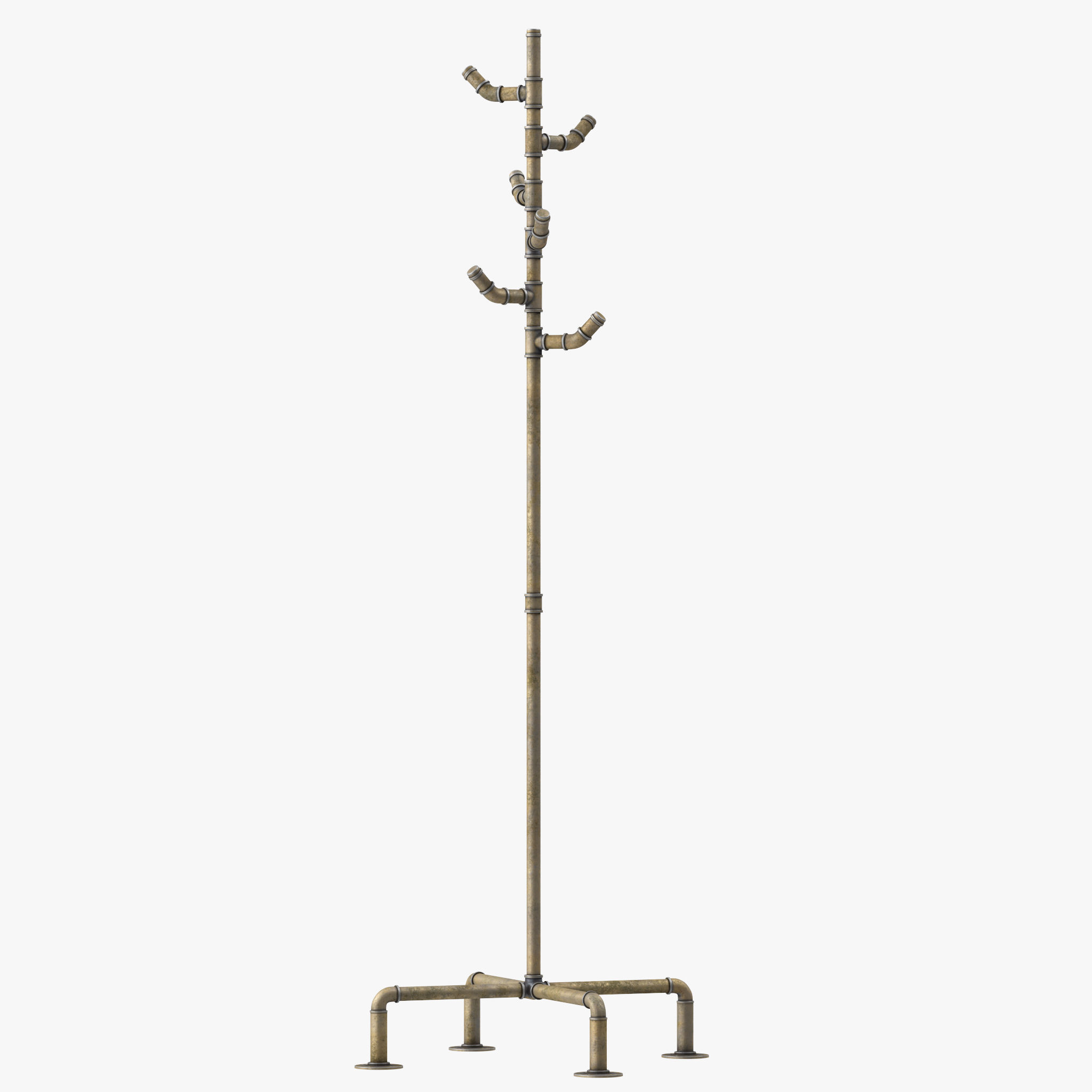 Industrial Metal Pipe Coat Rack 3D model_13
