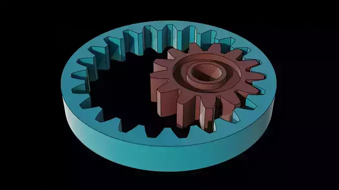 Animated Gears 4 3D model
