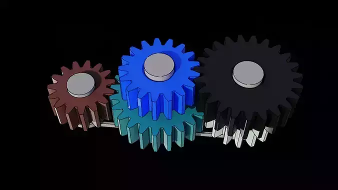 Animated Gears 8 3D model