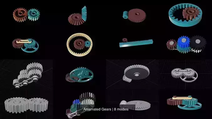 Aniamated Gears 3D Model Collection