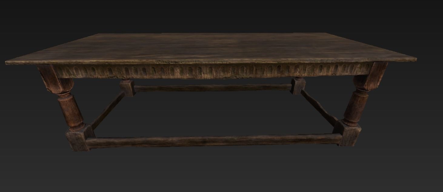 Wooden Table Food Roman Low-poly 3D model_1