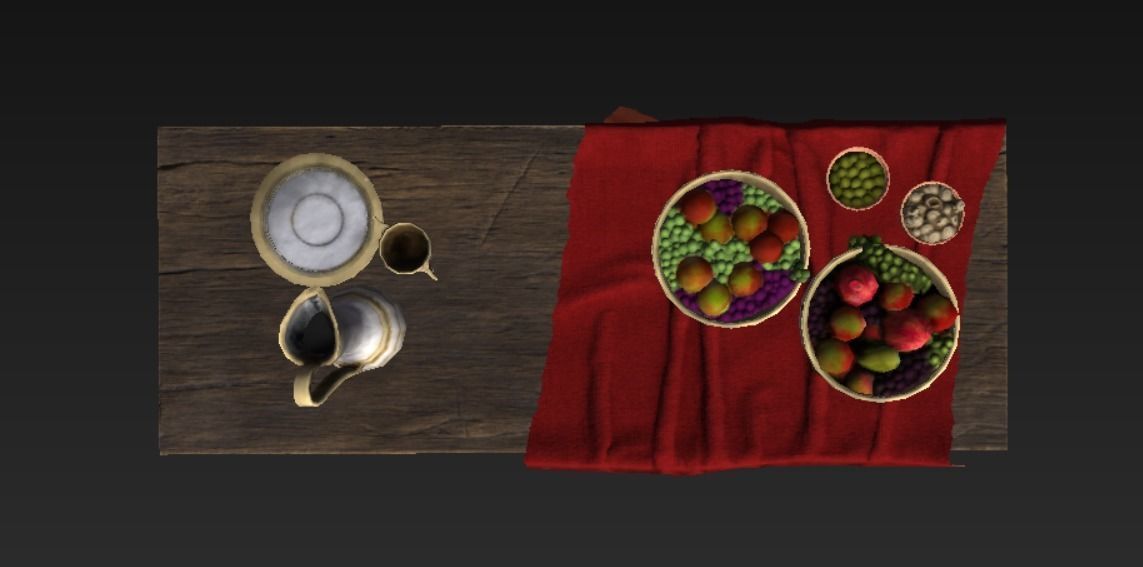 Wooden Table Food Roman Low-poly 3D model_6