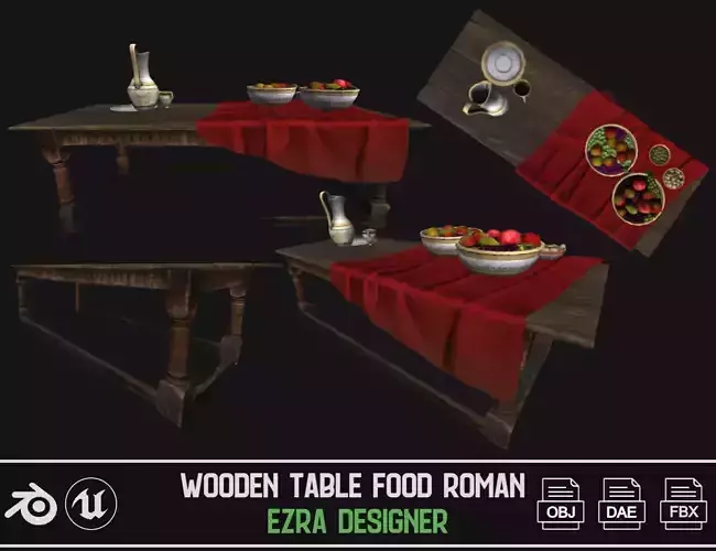 Wooden Table Food Roman 