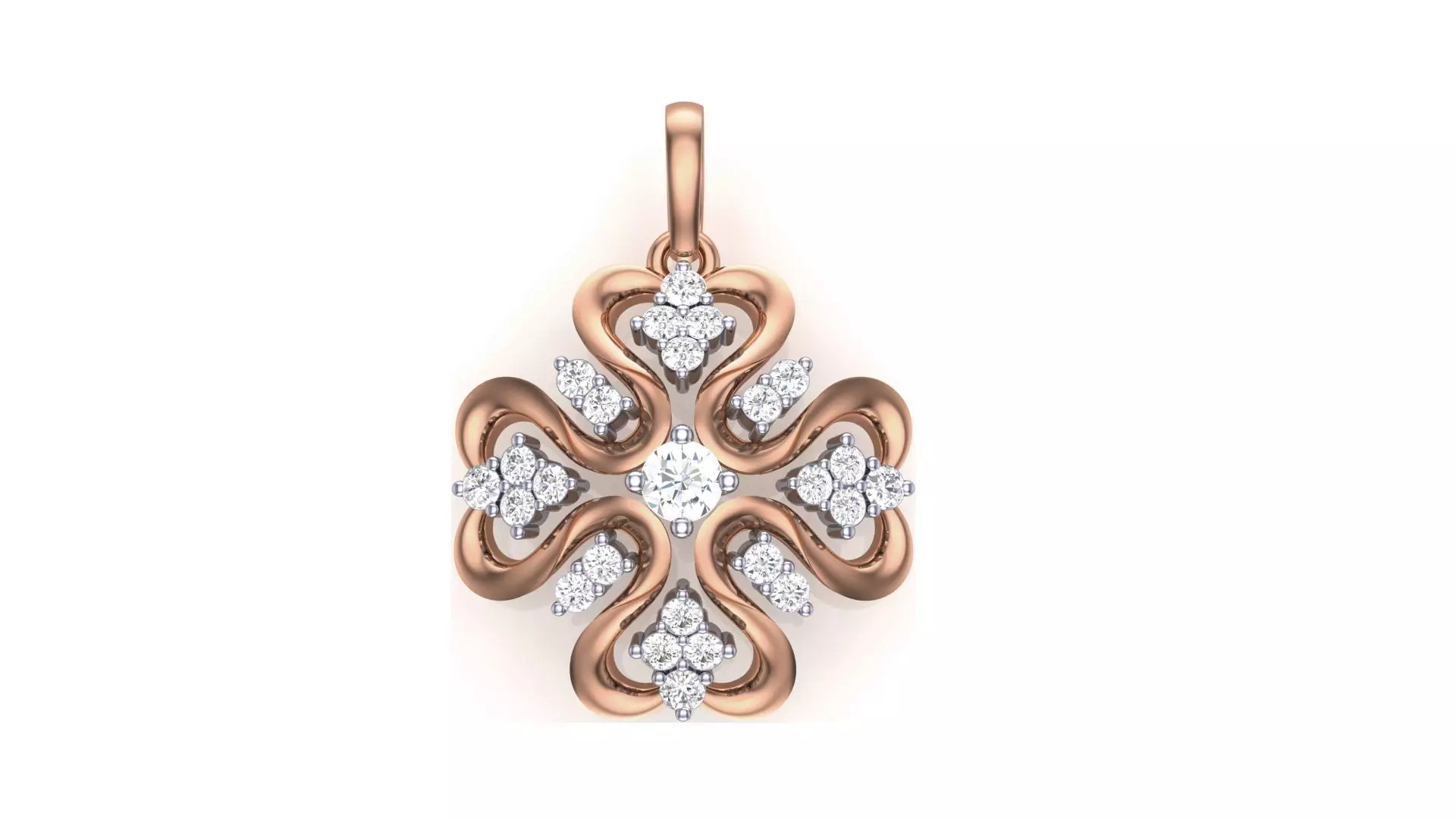 Women Solitaire Diamond Flower Pendant 3dm stl renders details 3D print model