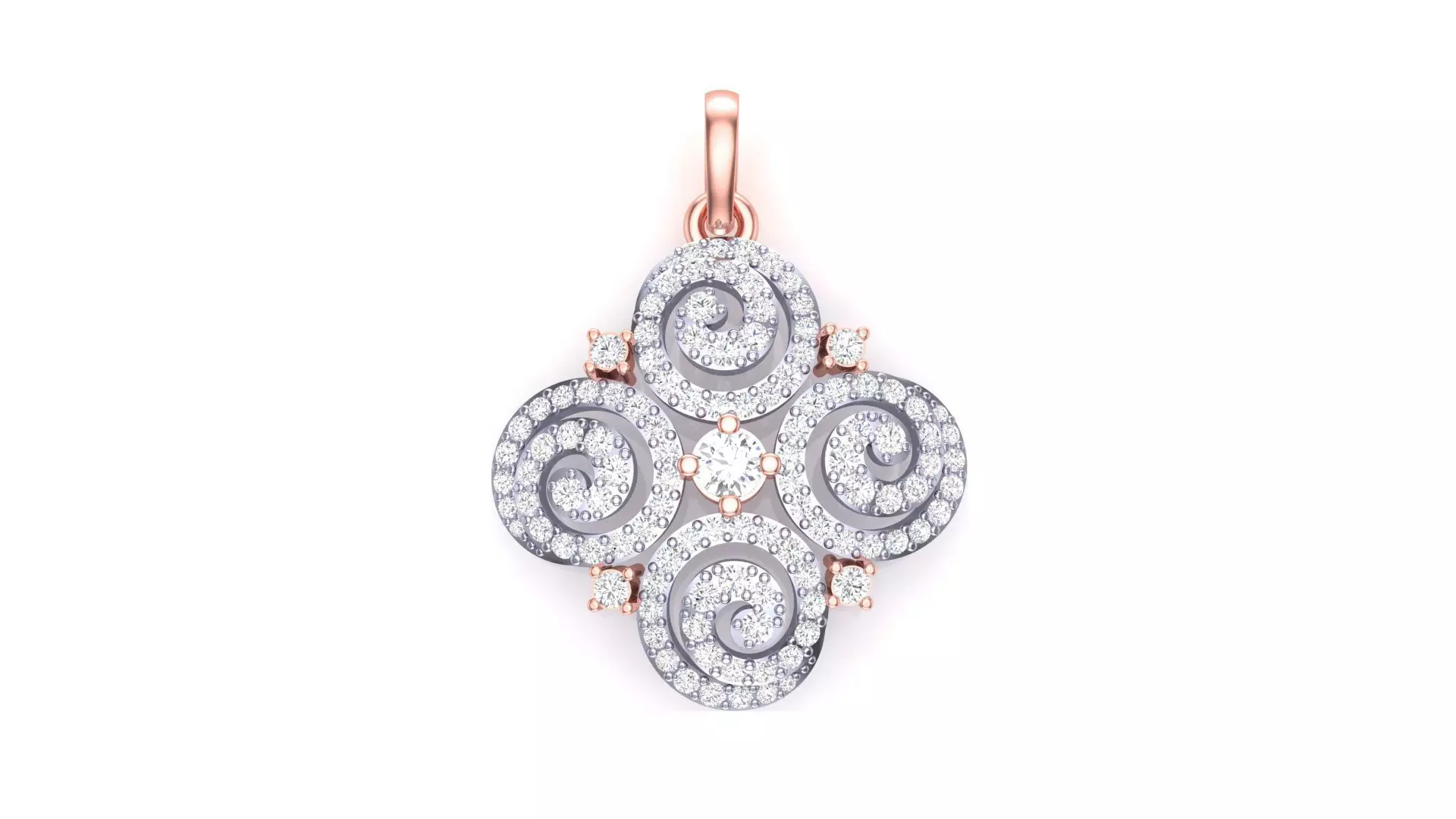 Flower Women Solitaire Diamond Pendant 3dm stl renders details 3D print model