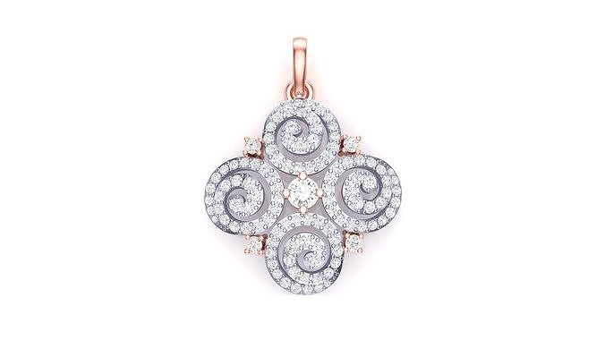 Flower Women Solitaire Diamond Pendant 3dm stl renders details 3D print model