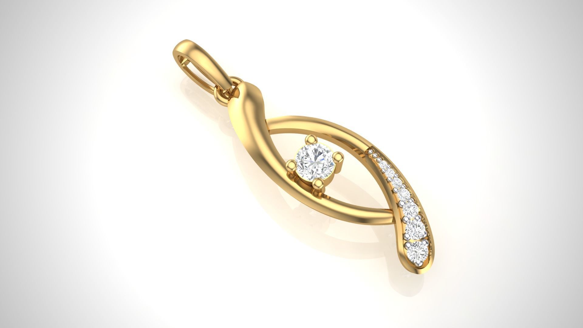 Women Diamond Pendant stl renders details 3D print model_1