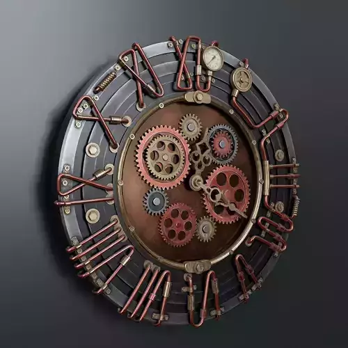 Steampunk wall clock 089 3D model