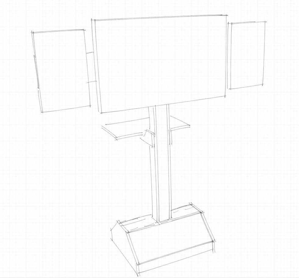 Floor Stand - 3 Screen Version Free 3D print model_2