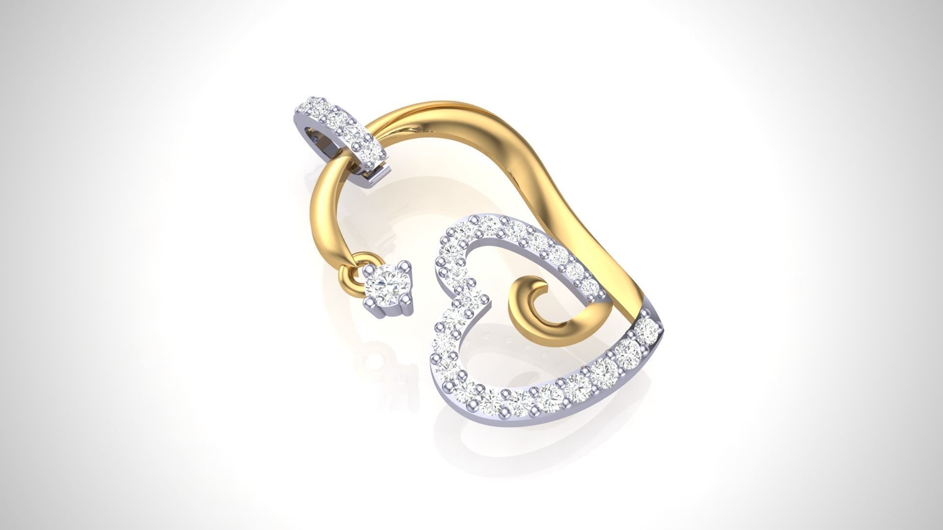 Women Heart Love Diamond Pendant stl renders details 3D print model_1