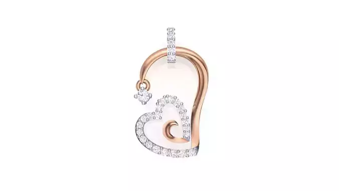 Women Heart Love Diamond Pendant stl renders details 3D print model