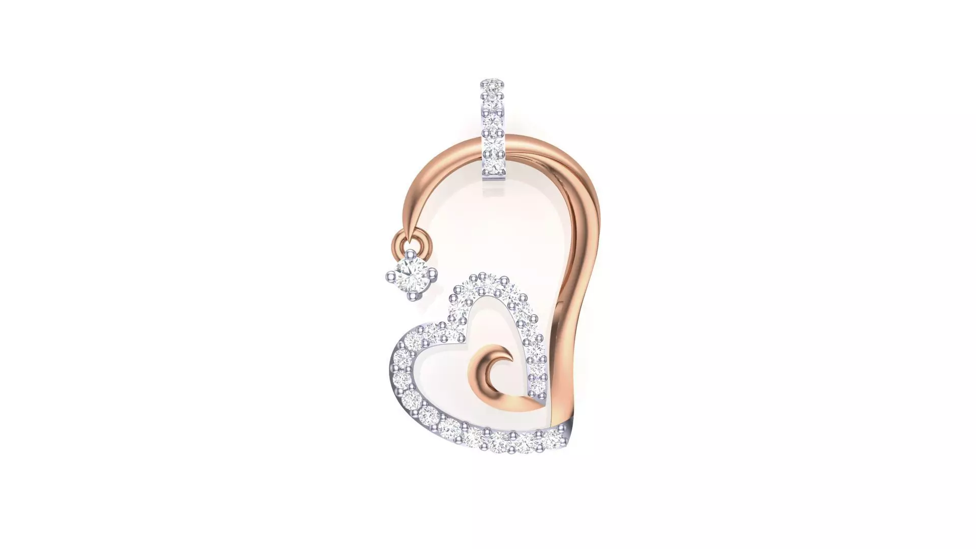 Women Heart Love Diamond Pendant stl renders details 3D print model_0