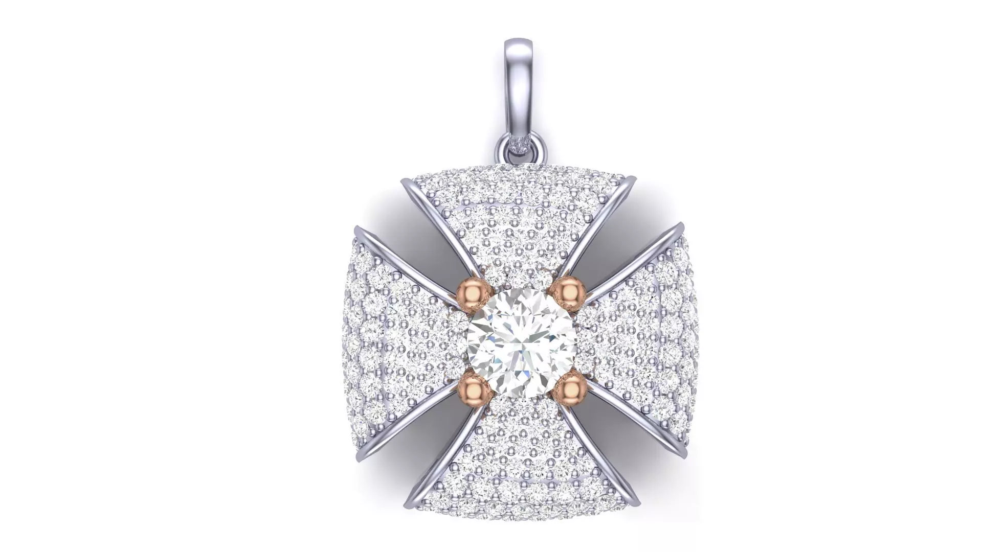 Flower Women Solitaire Diamond Pendant 3dm stl renders details 3D print model