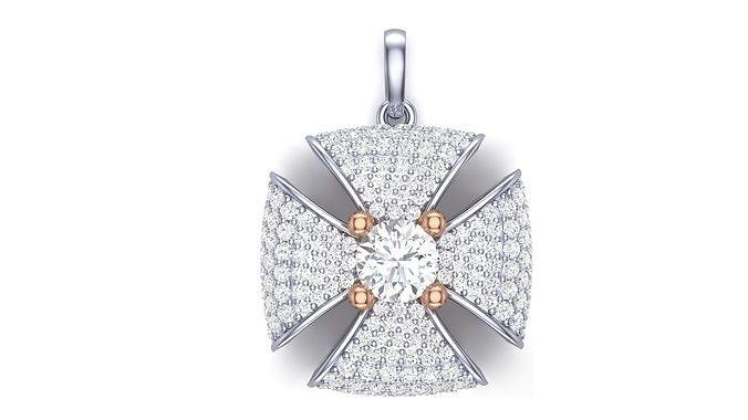 Flower Women Solitaire Diamond Pendant 3dm stl renders details 3D print model