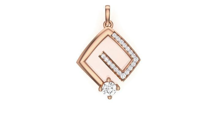 Women Solitaire Diamond Paper Clip Pendant 3dm stl renders  3D print model