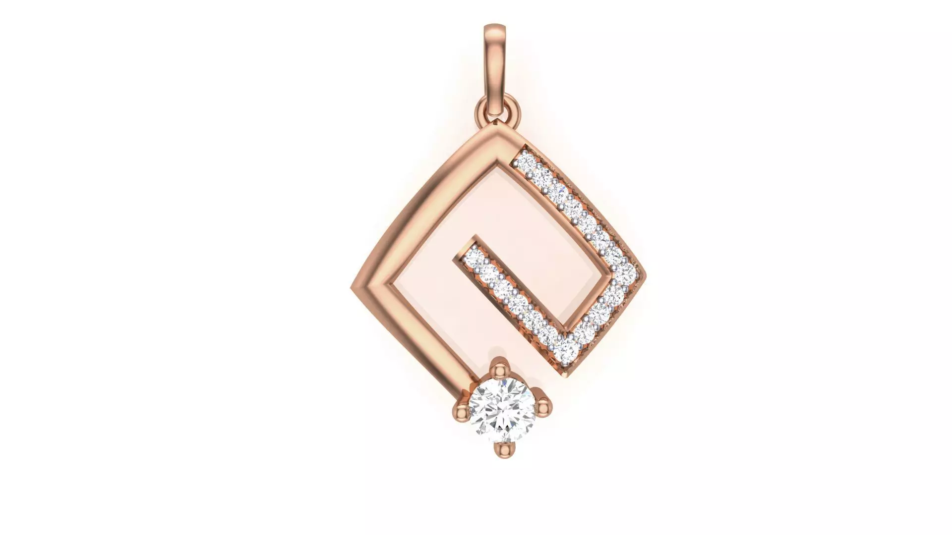 Women Solitaire Diamond Paper Clip Pendant 3dm stl renders 3D print model