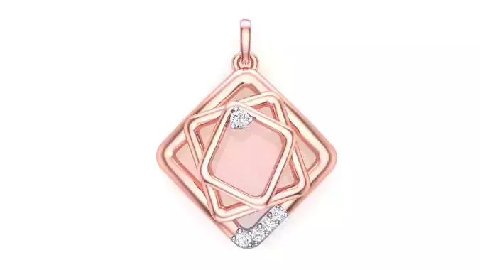 Squares in Square Diamond Pendant stl renders details 3D print model