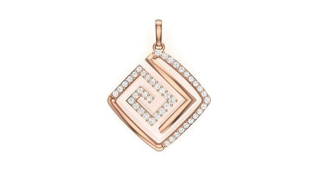 Fibonacci Sequence Diamond Pendant stl renders details 3D print model