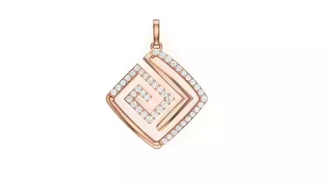 Fibonacci Sequence Diamond Pendant stl renders details 3D print model