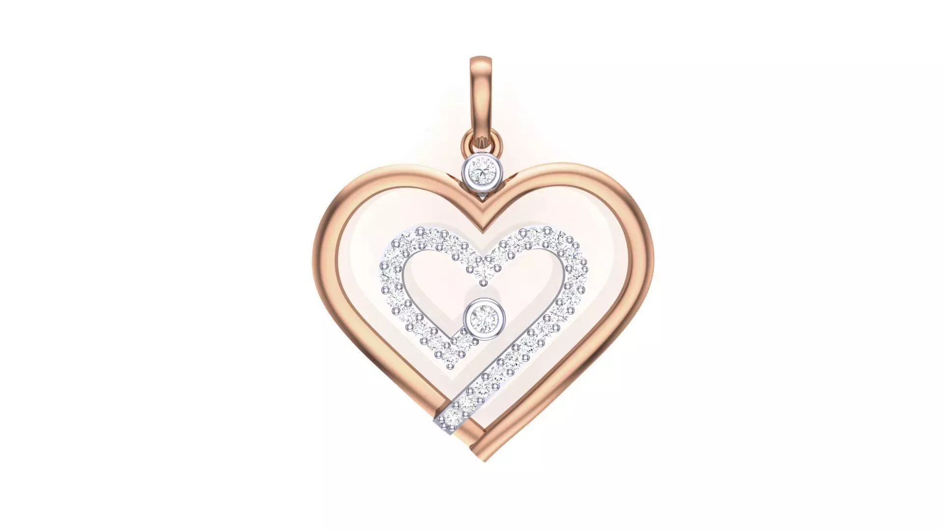 Women Heart Love Diamond Pendant stl renders details 3D print model_0